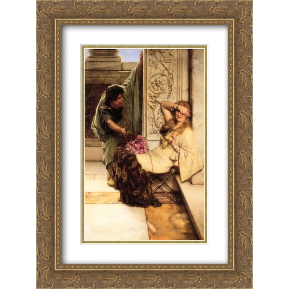 Sir Lawrence Alma Tadema 2x Matted 18x24 Gold Ornate Framed Art Print 'Shy'