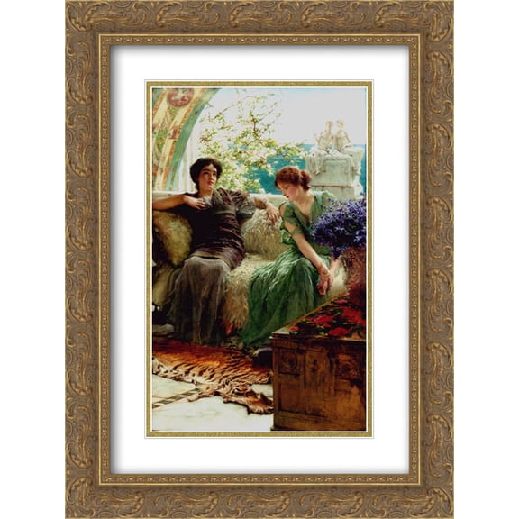 Sir Lawrence Alma Tadema 2x Matted 18x24 Gold Ornate Framed Art Print 'Unwelcome Confidences'