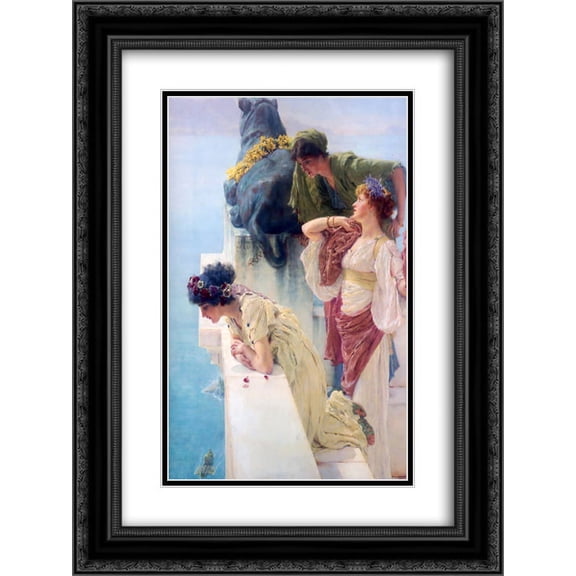 Sir Lawrence Alma Tadema 2x Matted 20x24 Black Ornate Framed Art Print 'A Coign of Vantage'