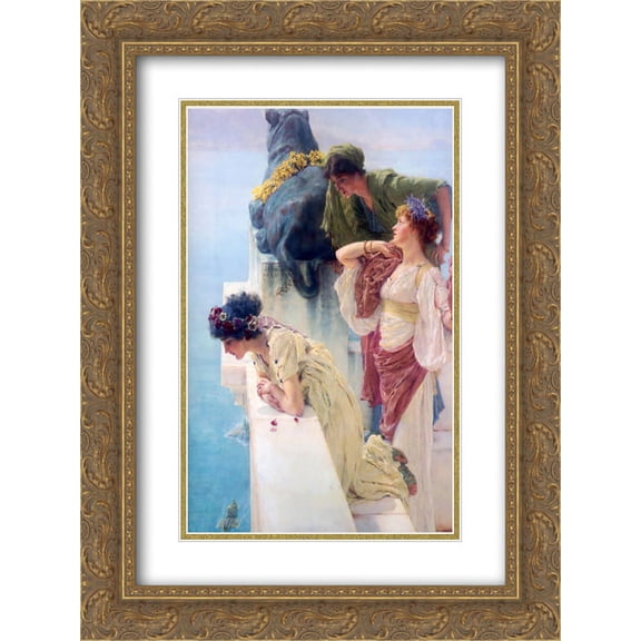 Sir Lawrence Alma Tadema 2x Matted 20x24 Gold Ornate Framed Art Print 'A Coign of Vantage'