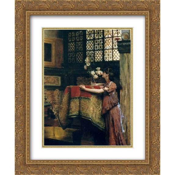 Sir Lawrence Alma Tadema 2x Matted 20x24 Gold Ornate Framed Art Print 'In My Studio'