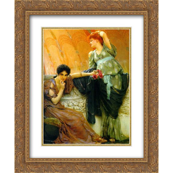 Sir Lawrence Alma Tadema 2x Matted 20x24 Gold Ornate Framed Art Print 'Unconscious Rivals - detail'