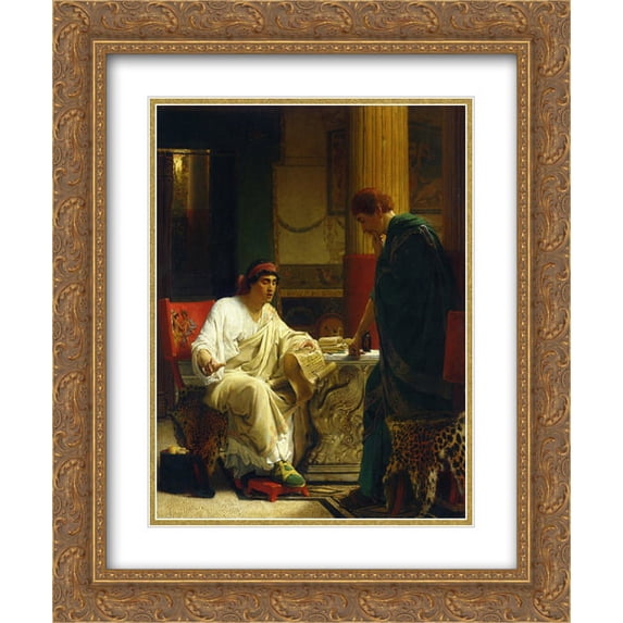 Sir Lawrence Alma Tadema 2x Matted 20x24 Gold Ornate Framed Art Print 'Vespasian Hearing from One of His Generals of the Taking of Jerusalem by Titus (The Dispatch)'