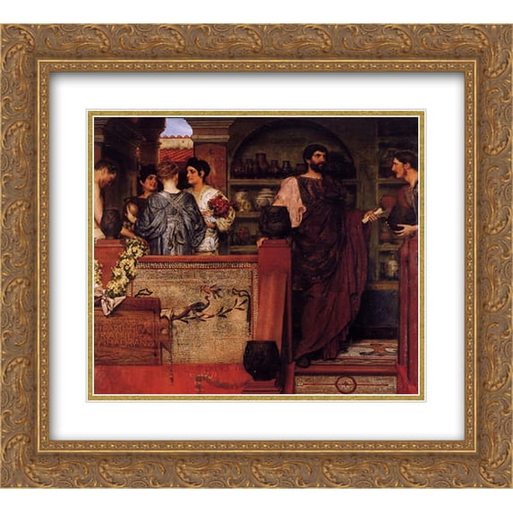 Sir Lawrence Alma Tadema 2x Matted 22x20 Gold Ornate Framed Art Print 'Hadrian Visiting a Romano British Pottery'