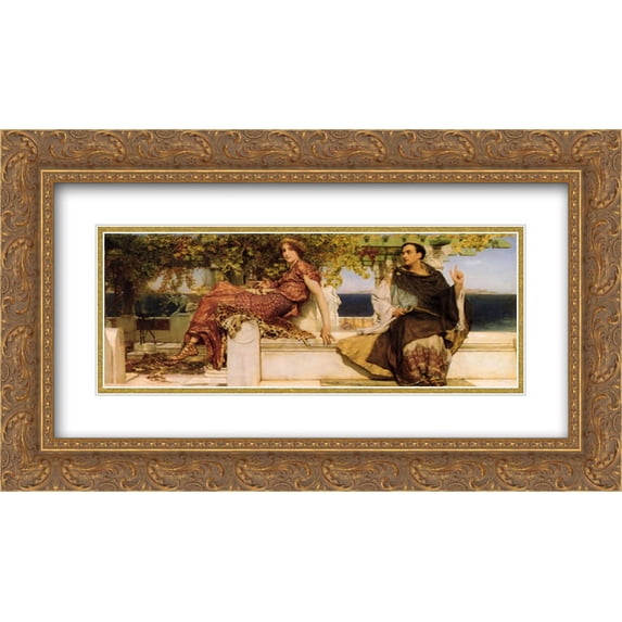 Sir Lawrence Alma Tadema 2x Matted 24x14 Gold Ornate Framed Art Print 'The Conversion Of Paula By Saint Jerome'