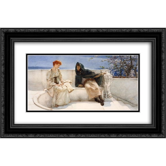 Sir Lawrence Alma Tadema 2x Matted 24x16 Black Ornate Framed Art Print 'A Declaration'