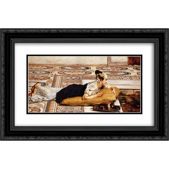 Sir Lawrence Alma Tadema 2x Matted 24x16 Black Ornate Framed Art Print 'Water Pets'