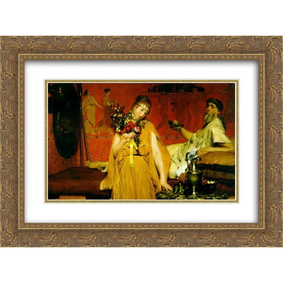 Sir Lawrence Alma Tadema 2x Matted 24x18 Gold Ornate Framed Art Print 'Between Hope and Fear'