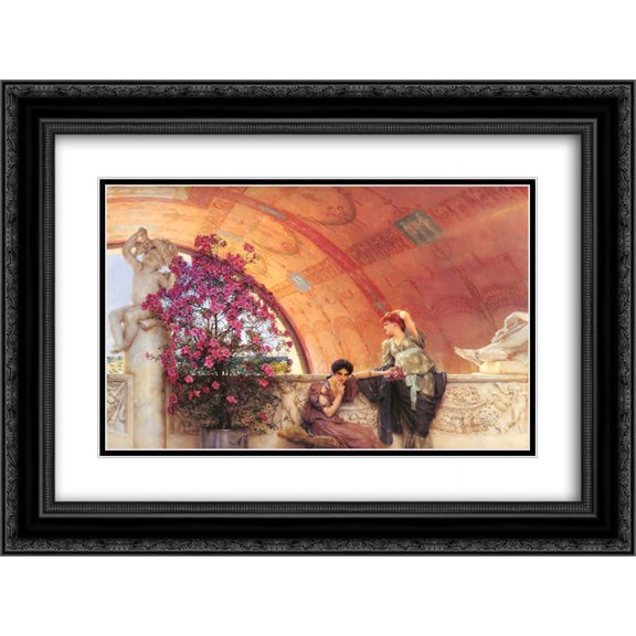 Sir Lawrence Alma Tadema 2x Matted 24x20 Black Ornate Framed Art Print 'Unconscious Rivals'