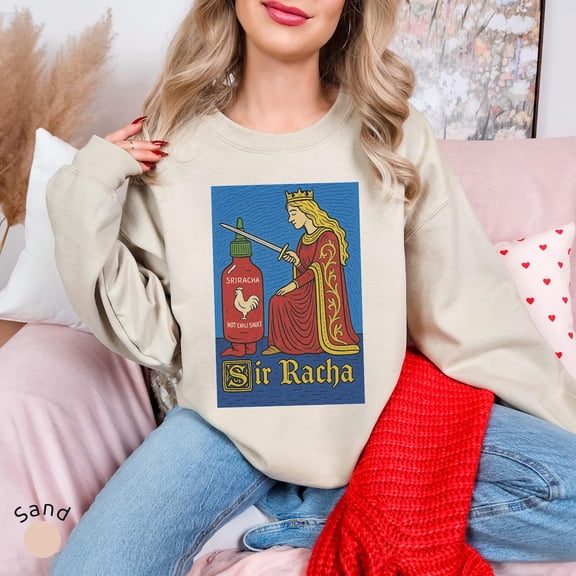 Sir Racha Sweatshirt, Sriracha Sweatshirt, Medieval art Sweatshirt, sriracha fan merch, retro medieval sweatshirt, chili souce All Size S-5Xl