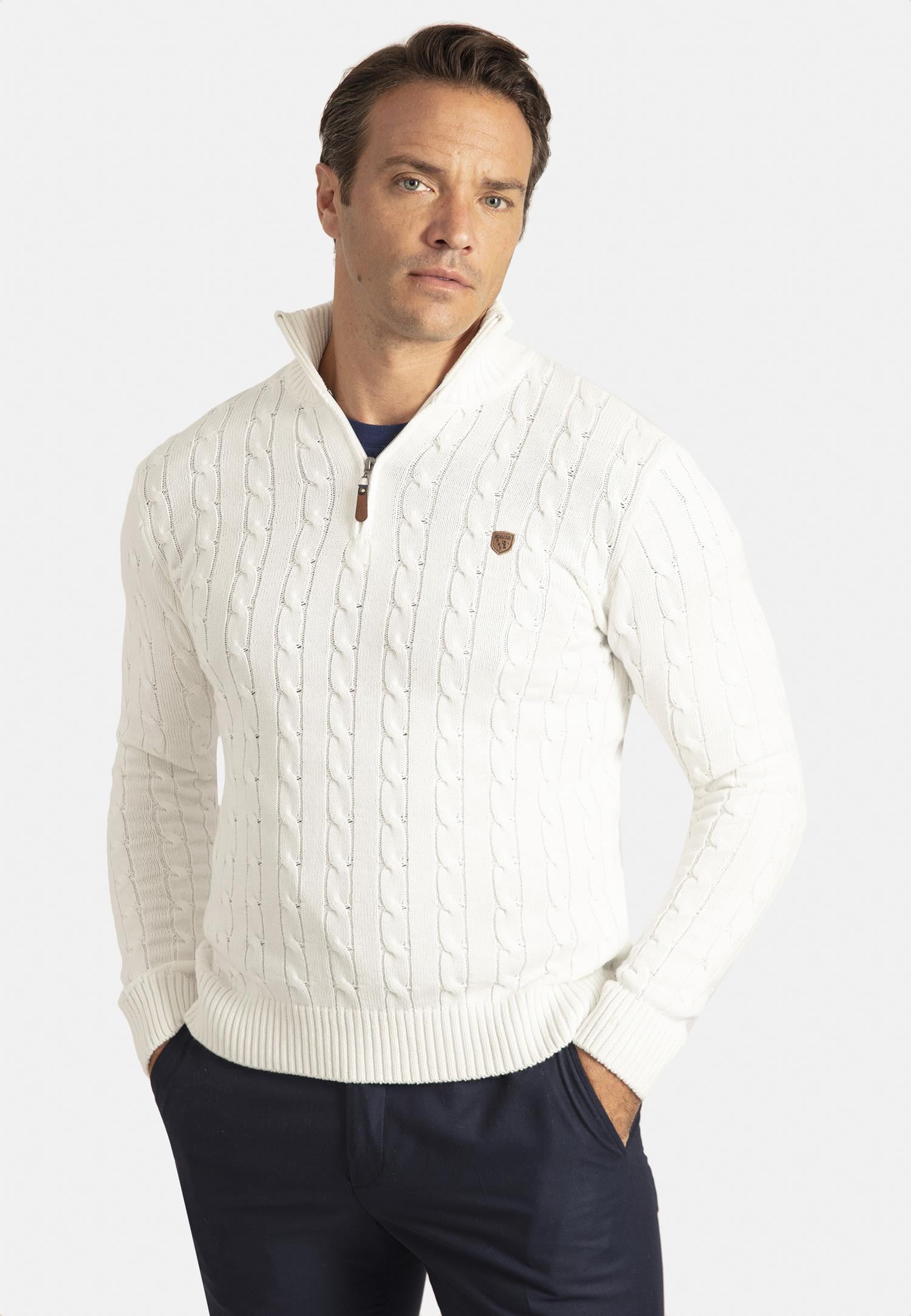 Sir Raymond Tailor Men s Long Sleeve Cotton Half Zip Neck Knitwear Regular Fit