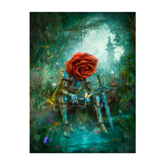 Sir Redlead - Mixed Media Surrealism Fantasy Mystical Floral Butterfly Illustration Woodland Unframed Wall Art Print 36 x 48 inches