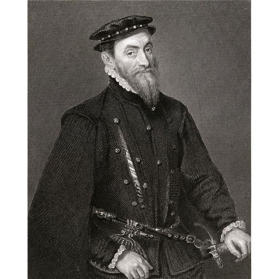 Sir Thomas Gresham 1518 & 19-1579 English Merchant - Financier & Founder of The Royal Exchange From The Book -LodgeS British Portraits Published London 1823 Poster Print - 13 x 17