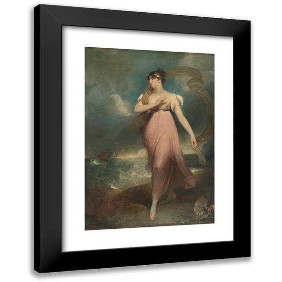 Sir Thomas Lawrence 14x18 Black Modern Framed Museum Art Print Titled - Portrait of a Woman as Miranda, Said to Be Miss Gibbon
