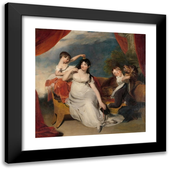 Sir Thomas Lawrence 15x15 Black Modern Framed Museum Art Print Titled - Maria Mathilda Bingham with Two of Her Children (C. 1810 - C. 1818)