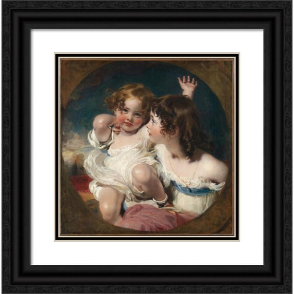 Sir Thomas Lawrence 15x15 Black Ornate Wood Framed Double Matted Museum Art Print Titled - The Calmady Children