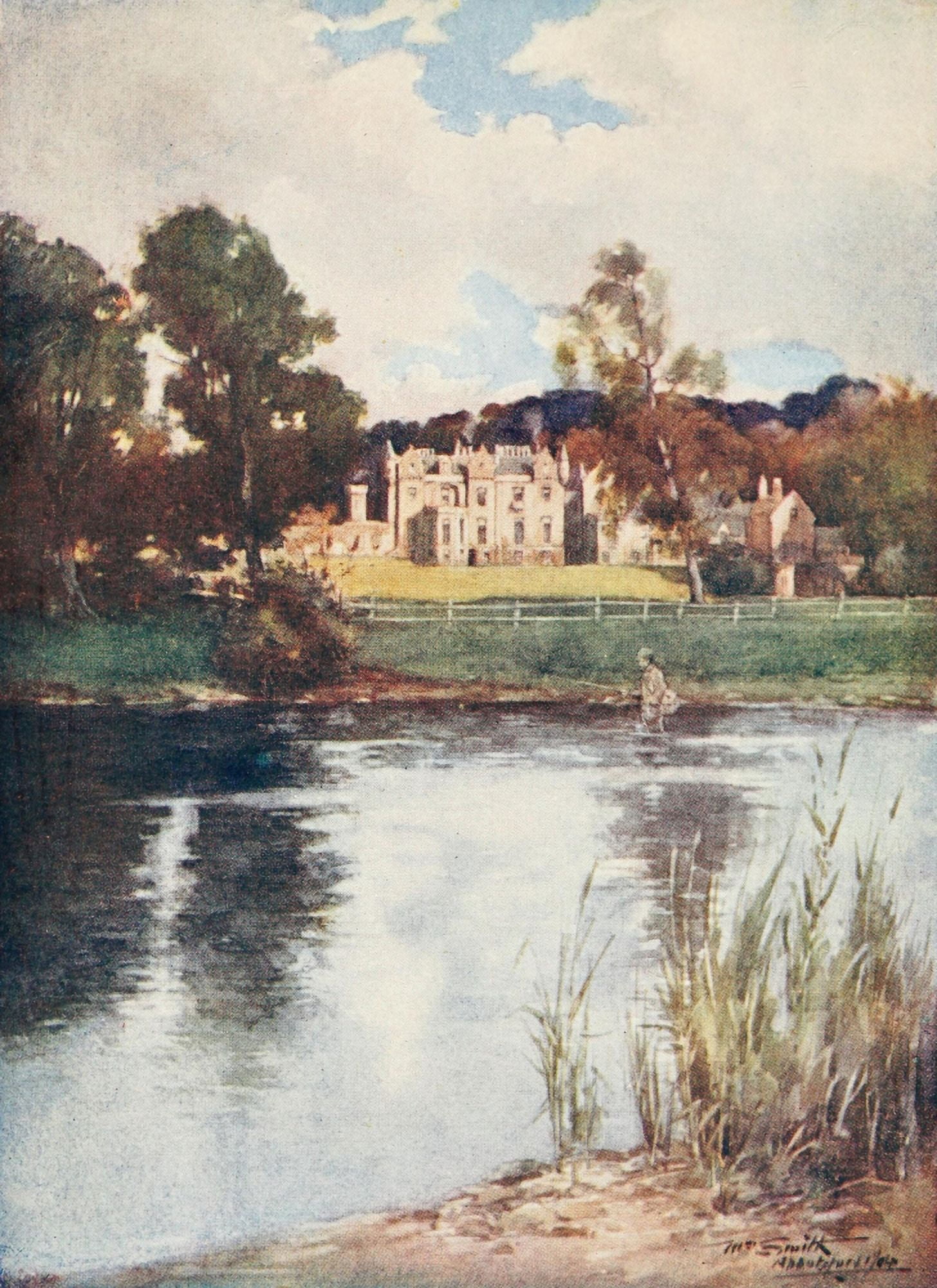 Sir Walter Scott 1913 Abbotsford from Tweed Canvas Art - William Smith (18 x 24)