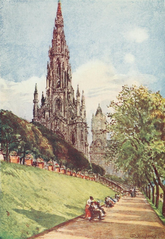 Sir Walter Scott 1913 Scott monument Edinburgh Canvas Art - John Fulleylove (18 x 24)