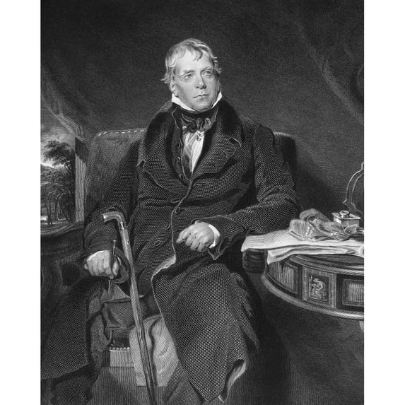 Sir Walter Scott. Nscottish Poet Novelist Historian And Biographer. Steel Engraving 19Th Century After
