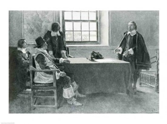 Sir William Berkeley Surrendering to the Commissioners of the Commonwealth illustration from In Washingtons Day Canvas Art - Howard Pyle (36 x 24)