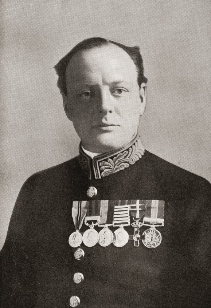 Sir Winston Leonard Spencer-Churchill 1874 Canvas Art - Ken Welsh Design Pics (12 x 18)