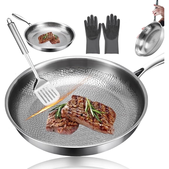 Siraat Titanium Hammered Pan Pro, 2027 New 100% Pure Titanium Pans for Cooking, No Coating Non-Stick Titanium Cookware Set, Extreme Heat-Resistant & Lasts A Lifetime