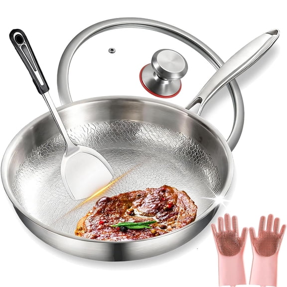 Siraat Titanium Hammered Pan Pro, 2027 New 100% Pure Titanium Pans for Cooking, No Coating Non-Stick Titanium Cookware Set, Extreme Heat-Resistant & Lasts A Lifetime