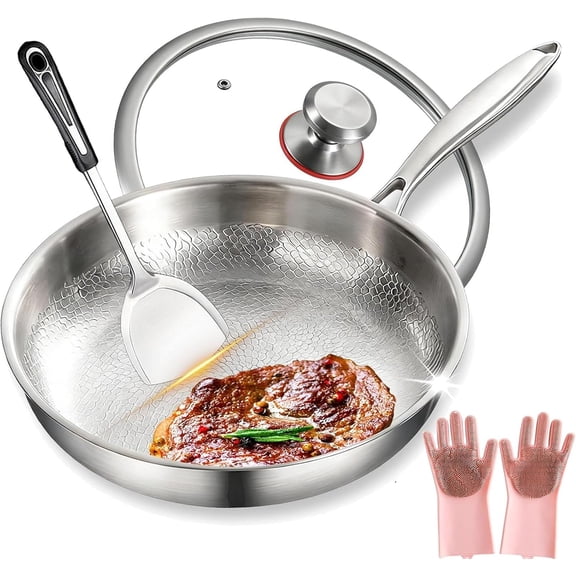 Siraat Titanium Hammered Pan Pro, 2027 New 100% Pure Titanium Pans for Cooking, No Coating Non-Stick Titanium Cookware Set, Extreme Heat-Resistant & Lasts A Lifetime