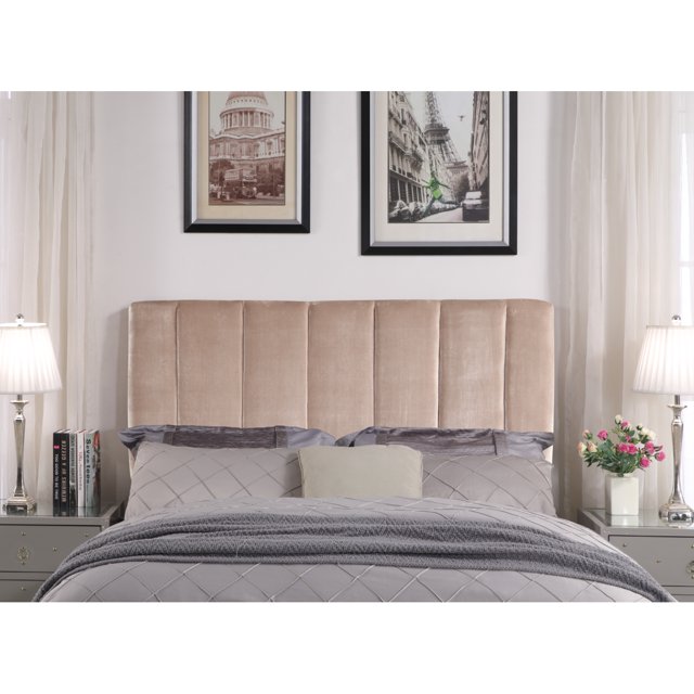 Siraj Headboard Velvet Upholstered Vertical Striped Modern Transitional