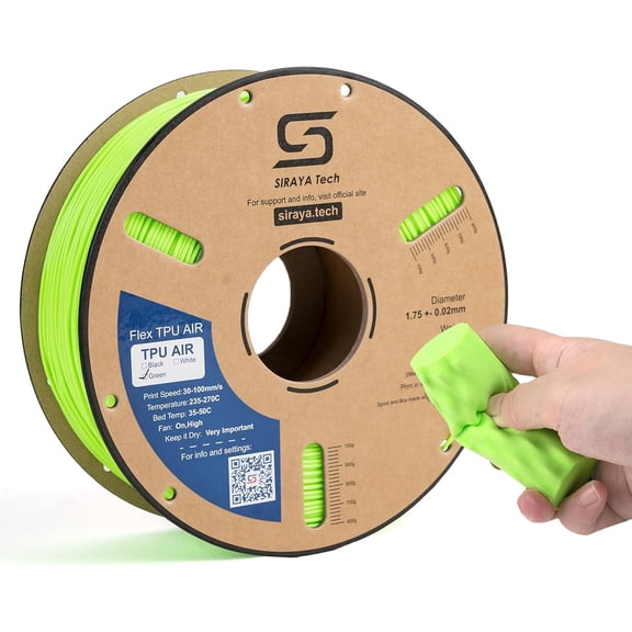 Siraya Tech Flex TPU Air - Active Foaming 3D Printer Filament, Green, 1kg