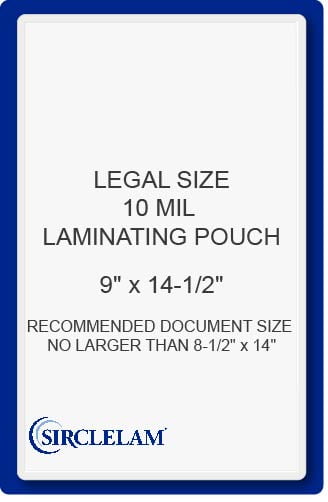 SircleLam 10 Mil Thermal Laminating Pouches, 9" x 14-1/2", 50 Count, 1 Pack with 2x Carrier Pouch