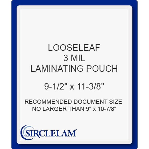 SircleLam 3 Mil LooseLeaf Size Laminating Pouches, 100 Count, 1 Pack