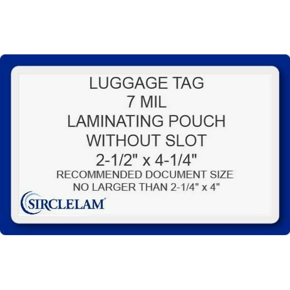 SircleLam 7 Mil Luggage Tag (No Slot) Laminating Pouches (100 per Box)