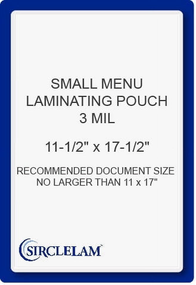 SircleLam 3 Mil Laminating Pouches, Small Menu Size, 100 Count, 1 Pack