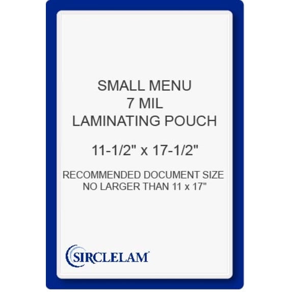 SircleLam Small Menu 7 Mil Laminating Pouches, 100 Count, 1 Pack