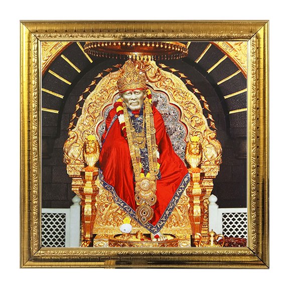 Sirdi Sai Baba God Idol Photo Frame for Pooja Hindu Bhagwan Devi Devta Photo Frame Wall Art Puja Temple Photo Frame 5.4 in