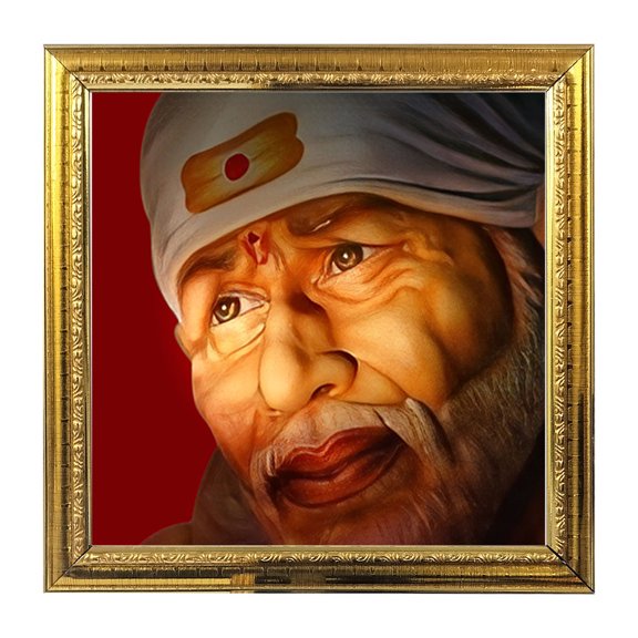 Sirdi Sai Baba God Idol Photo Frame for Pooja Hindu Bhagwan Devi Devta Photo Frame Wall Decor Puja Temple Photo Frame 5.4 in
