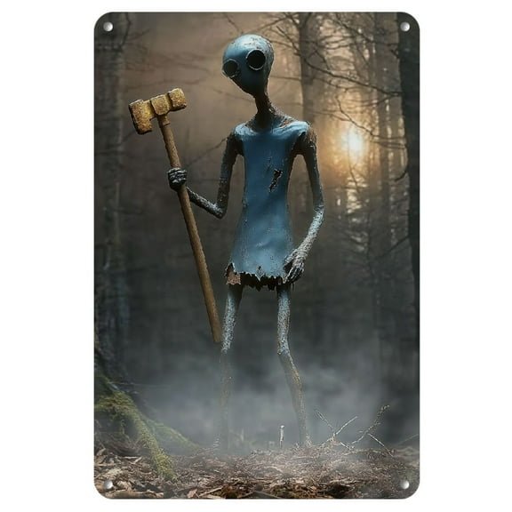 Siren Head Vintage Metal Tin Sign - 12x8 Inches, Mysterious Forest & Lantern Design, Rustic Wall Art, Bar, Shop, Garage, or Home Office Decor, Classic Style, Multi-Purpose Craft Tool