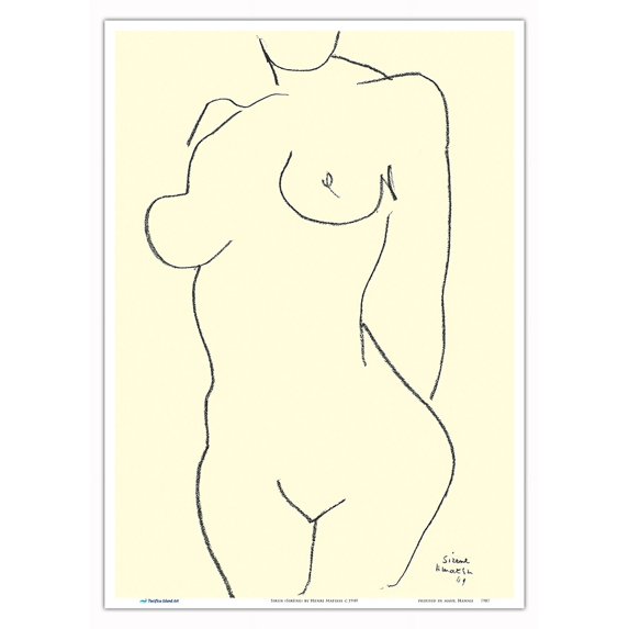 Siren (Sirène) - Conté Crayon on Paper by Henri Matisse c.1949 - Master Art Print 10in x 14in