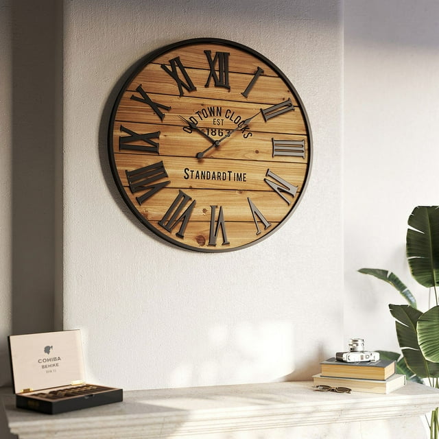 Sirena Wood Round Farmhouse Style Wall Clock - Walmart.com