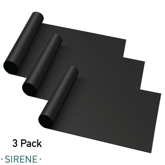 Sirene Oven Liners for Bottom of Oven, 3 Pack Reusable Non-Stick Heavy Duty Mats 17"x25", Easy to Clean, Black