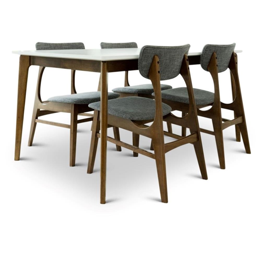 Siriana Modern Solid Wood Walnut Kitchen & Dining Room Table and Chairs ...