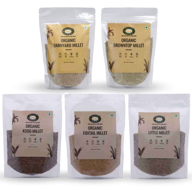Siridhanya Grain Combo Organic Millet Pack of 5 (5kg)Kodo, Foxtail