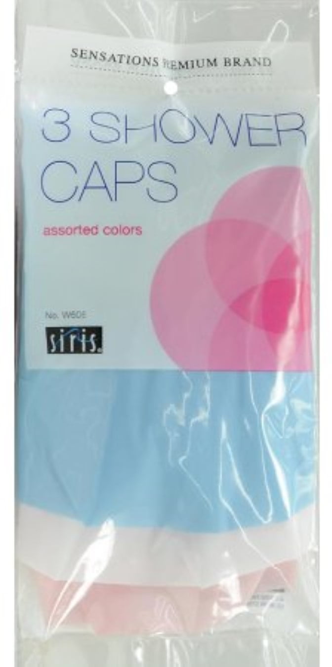 Siris Shower Caps, Assorted Colors 3 ea (Pack of 2)