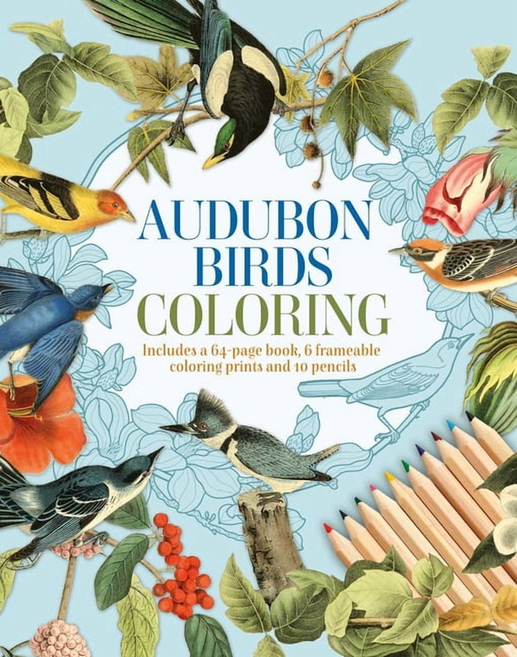 Sirius Coloring Kits Audubon Birds Coloring Kit: Includes a 64-Page Book, 6 Frameable Coloring Prints and 10 Pencils, (Paperback)