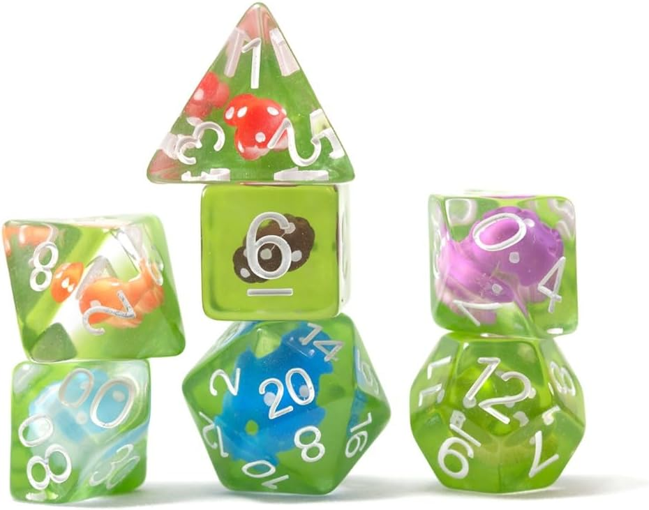 Sirius Dice: 7-Piece Polyhedral Dice Set - Mushroom Village