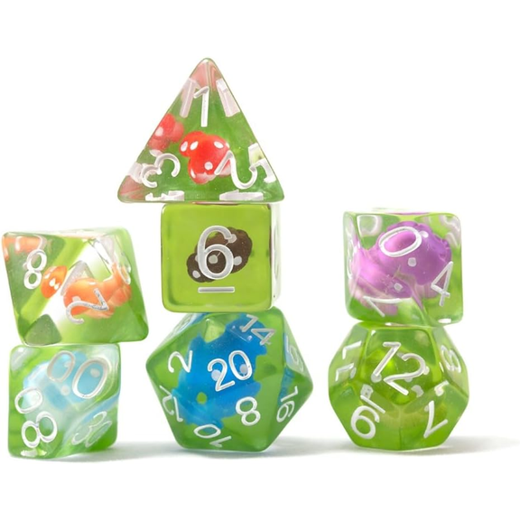 Sirius Dice: 7-Piece Polyhedral Dice Set - Mushroom Village