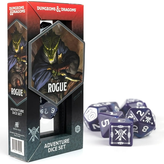 Dungeons & Dragons: D&D Adventure Dice: Rogue - Purple - 15pc RPG Die Set, Class Symbols, Roleplaying Game Accessory, Sirius Dice, Officially Licensed