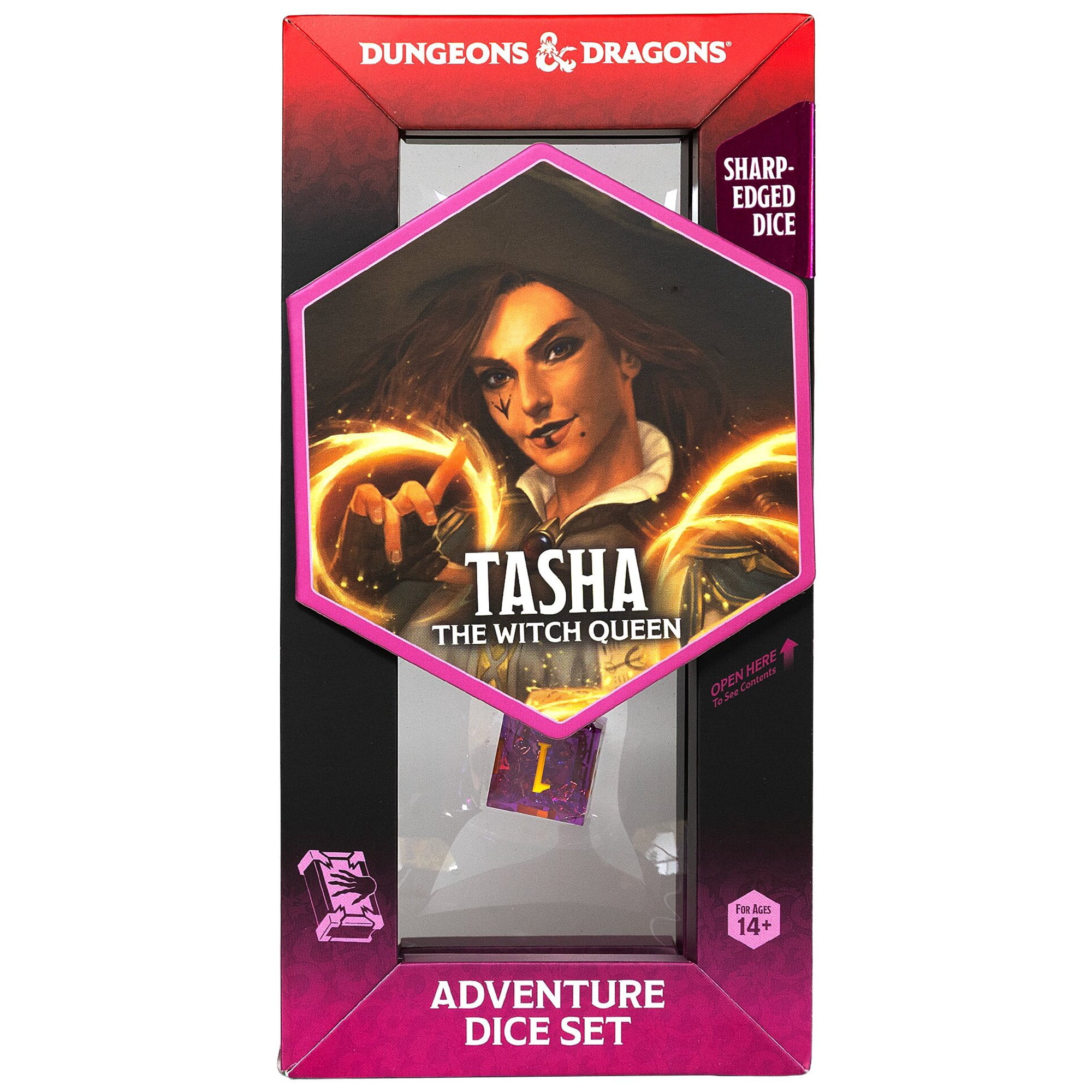 Dungeons & Dragons: D&D Adventure Dice: Tasha the Witch Queen – 7pc Purple & Yellow, RPG Character Die Set, Sharp-Edged, Collectible, Sirius Dice