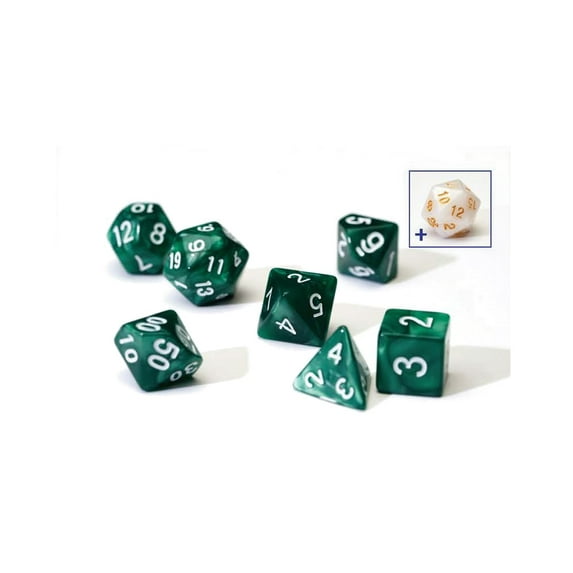 Sirius Dice SDZ000102 7 Piece Pearl Dice Set - Green & White